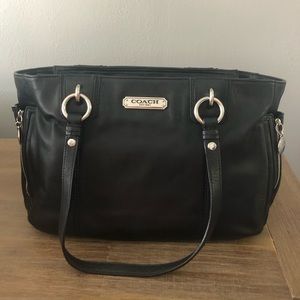 Coach black leather gallery tote